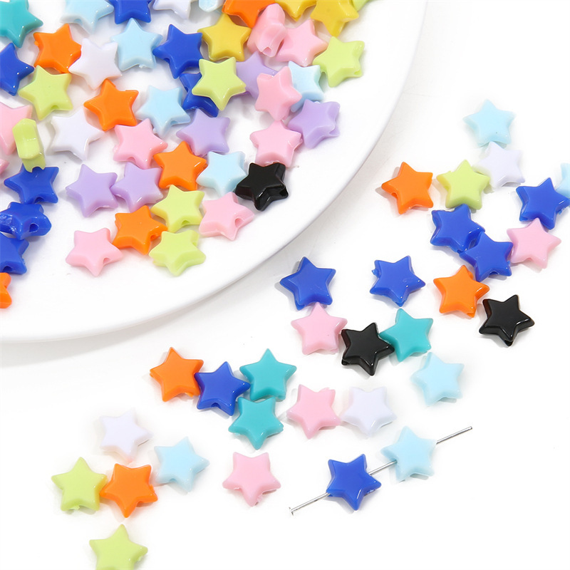 Picture of 10mm acrylic solid color five-pointed star beads beads DIY handmade bracelet necklace jewelry material accessories