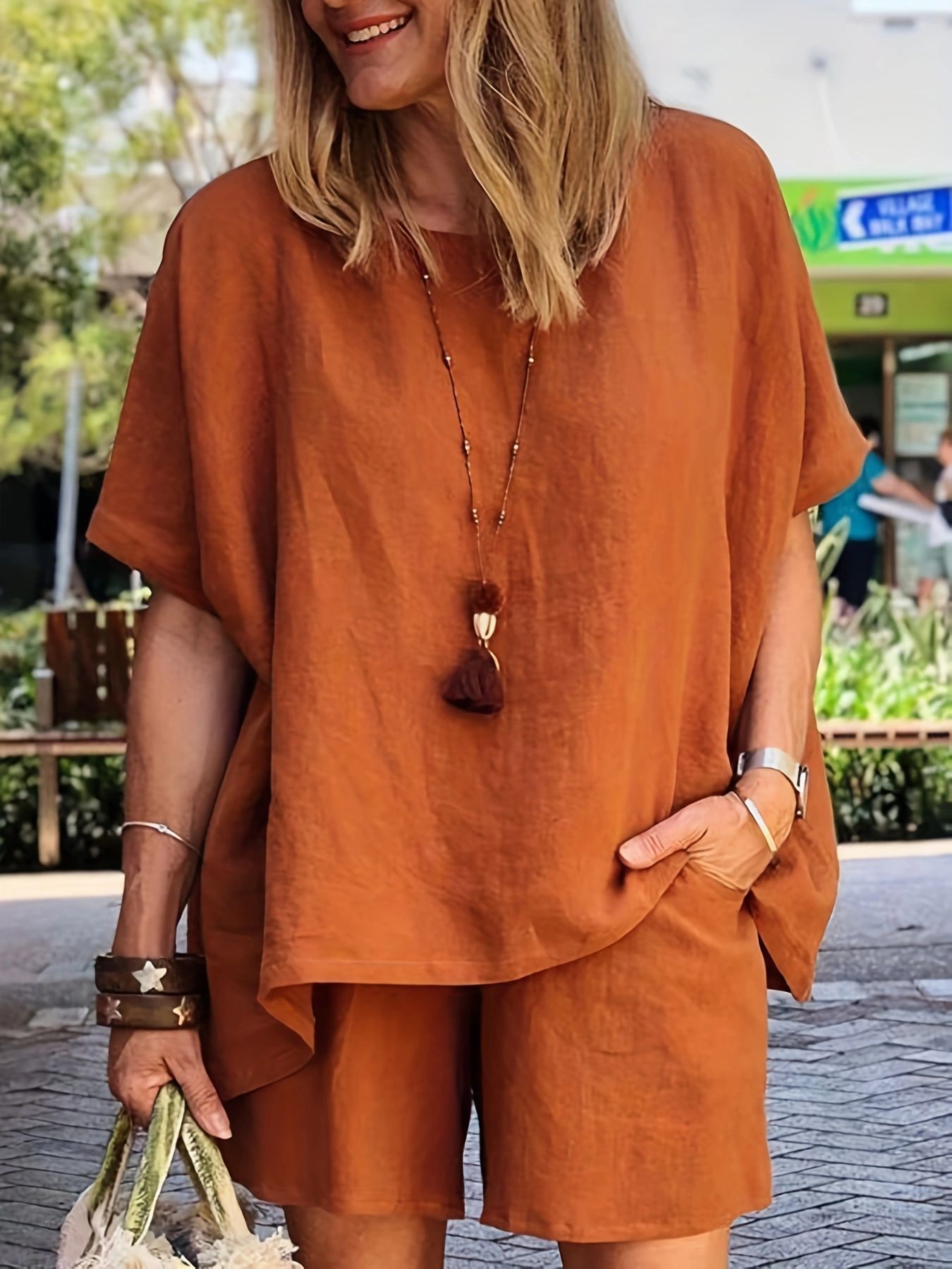 Fashion suit plus size temperament short sleeve two-piece set
