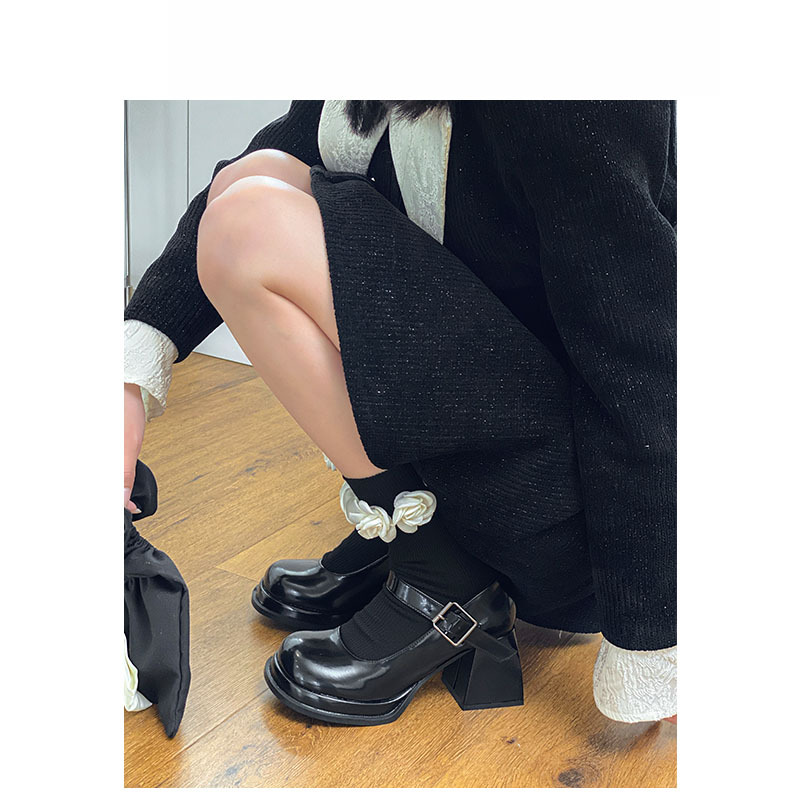 In stock ~~ black Mary Jane shoes for women 2024 spring new retro high heels Japanese style jk shoes French single shoes