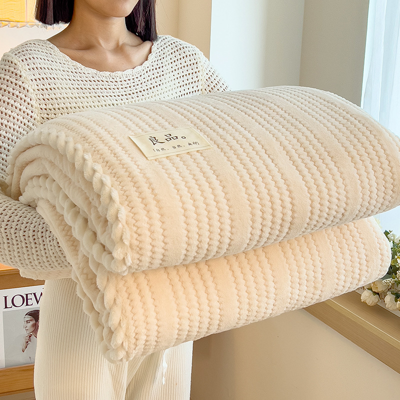 Picture of Cross-border Autumn and Winter Thickened Class A Milk Fleece Jacquard Blanket Office Nap Blanket Coral Fleece Cover Blanket Sofa Blanket