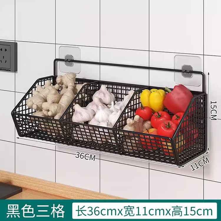 Scallion, Ginger and Garlic Storage Basket Kitchen Wall Hanging Storage Rack Seasoning Ginger and Garlic Storage Rack Storage Box Household Artifact