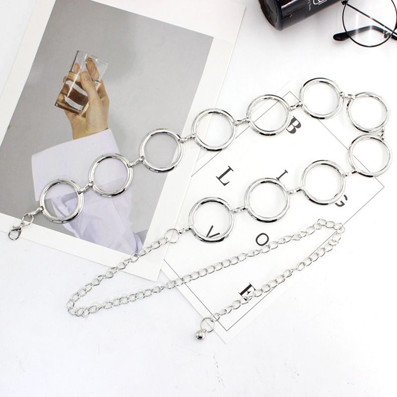 Women's waist chain decorative thin belt simple versatile with dress metal ring fashion small belt skirt