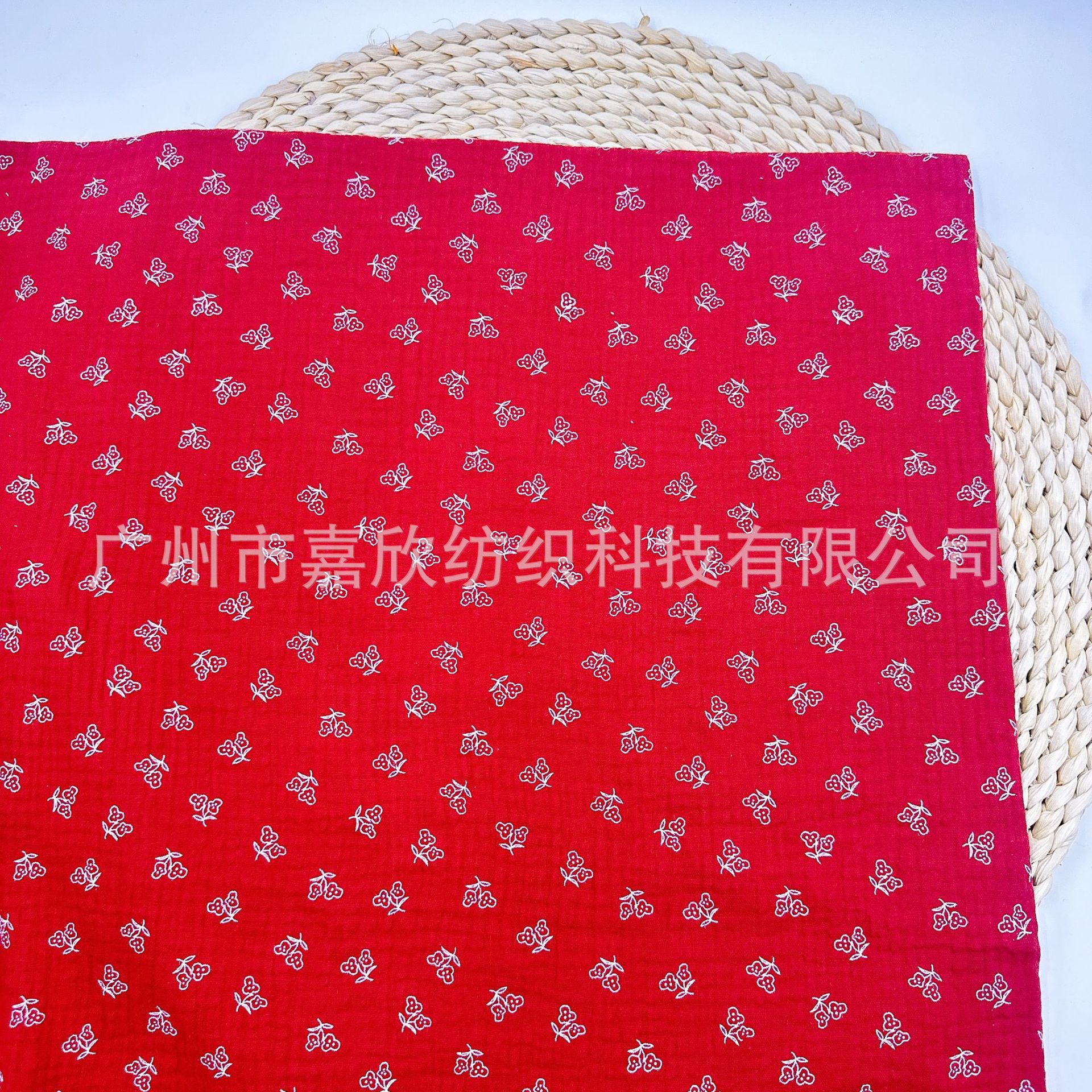 Cotton double gauze muslin jujube red printed fabric baby gauze children's clothing pajamas blanket fabric