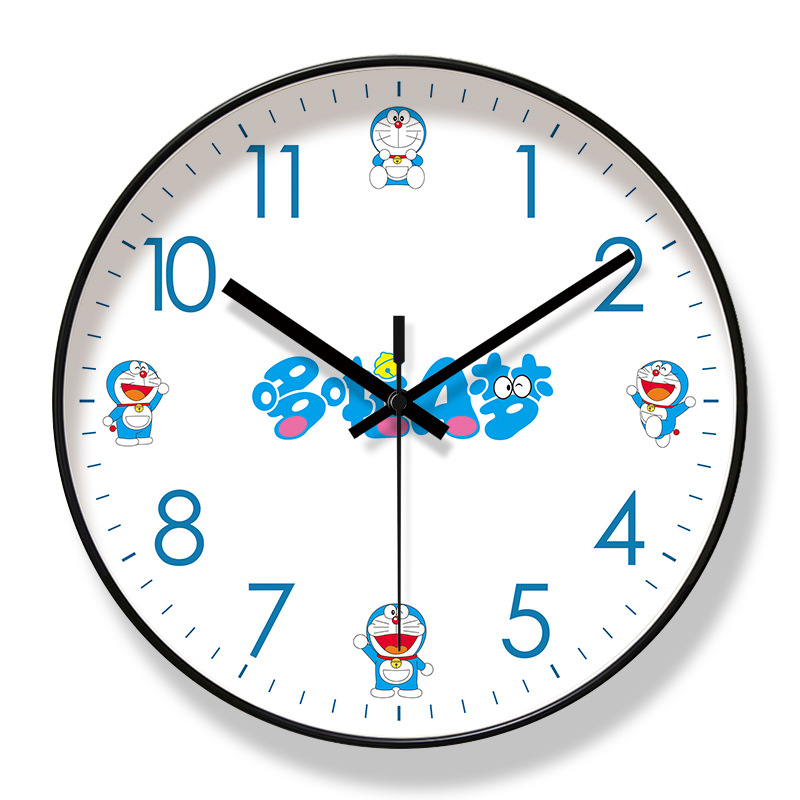 Picture of Ipura 6821 Children's Cute Fresh Wall Clock Living Room Clock Doraemon Early Education Clock Mute Seconds Sweeping Quartz Clock