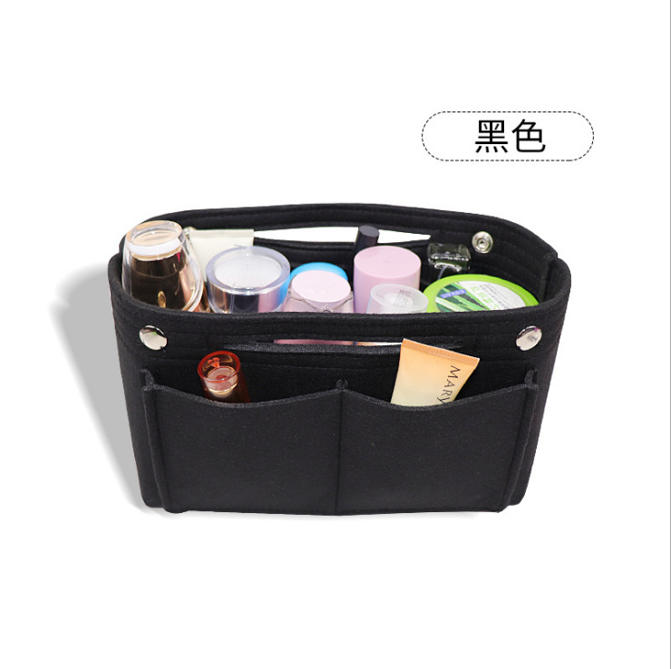 Picture of Factory wholesale felt cosmetic bag multi-functional Women's Travel liner bag large capacity felt snap storage bag