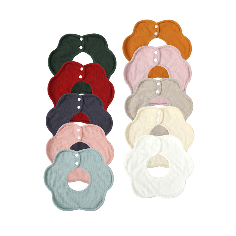 Picture of Gauze Peas Velvet Baby Petal Bib Pure Cotton Baby Sipe Towel Pure Cotton Waterproof Autumn and Winter Thickened Newborn Bib