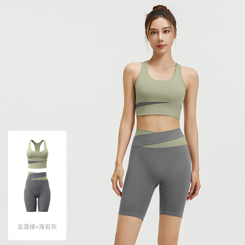 Picture of Juyitang Running Sports Fitness High Waist Peach Hip Tight No Embarrassment Line Summer Short Women's Yoga Suit