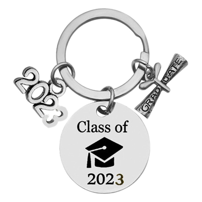 2023 new class of stainless steel keychain personalized creative graduation gift souvenir titanium steel key chain