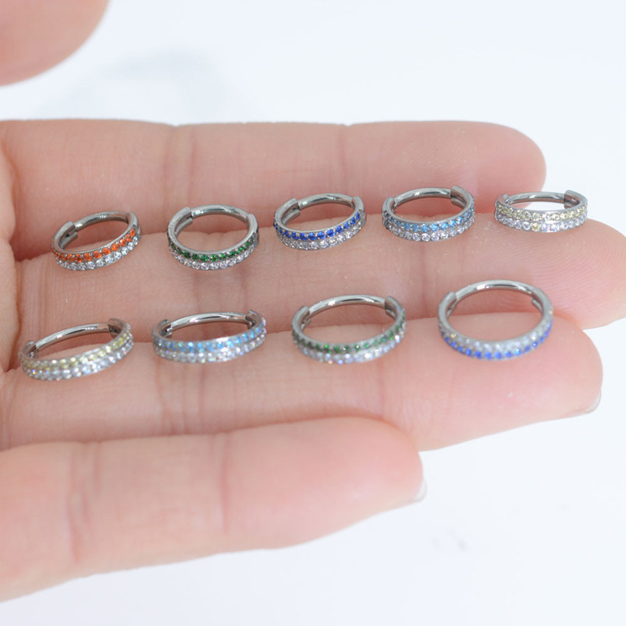 Picture of F136 titanium alloy 16G double drill nose ring earrings earrings closed ring puncture jewelry wholesale 2024 new