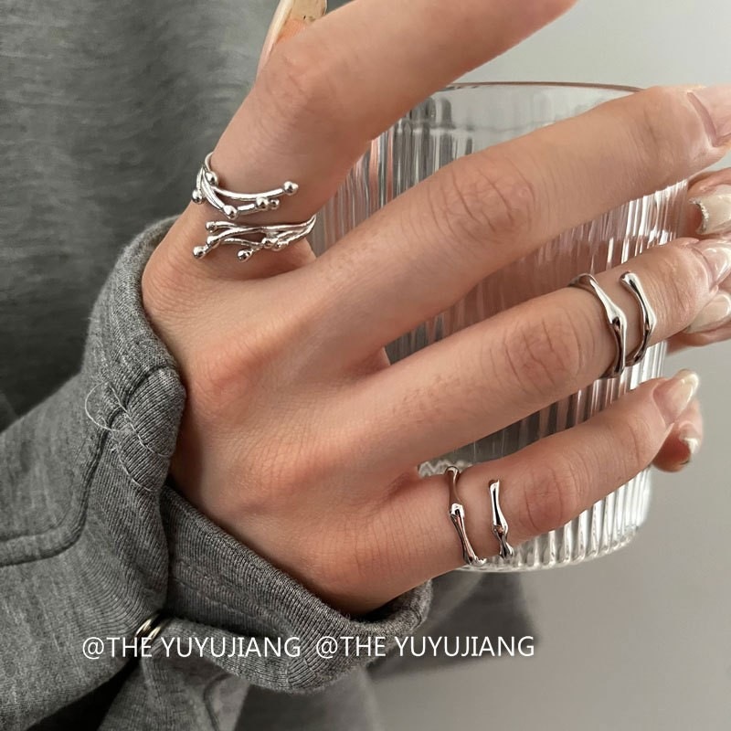 Picture of Personalized Fireworks Ring Women's Fashion Design Sparkle S925 Silver Open Ring All-match Hip-hop Creative Finger Ring