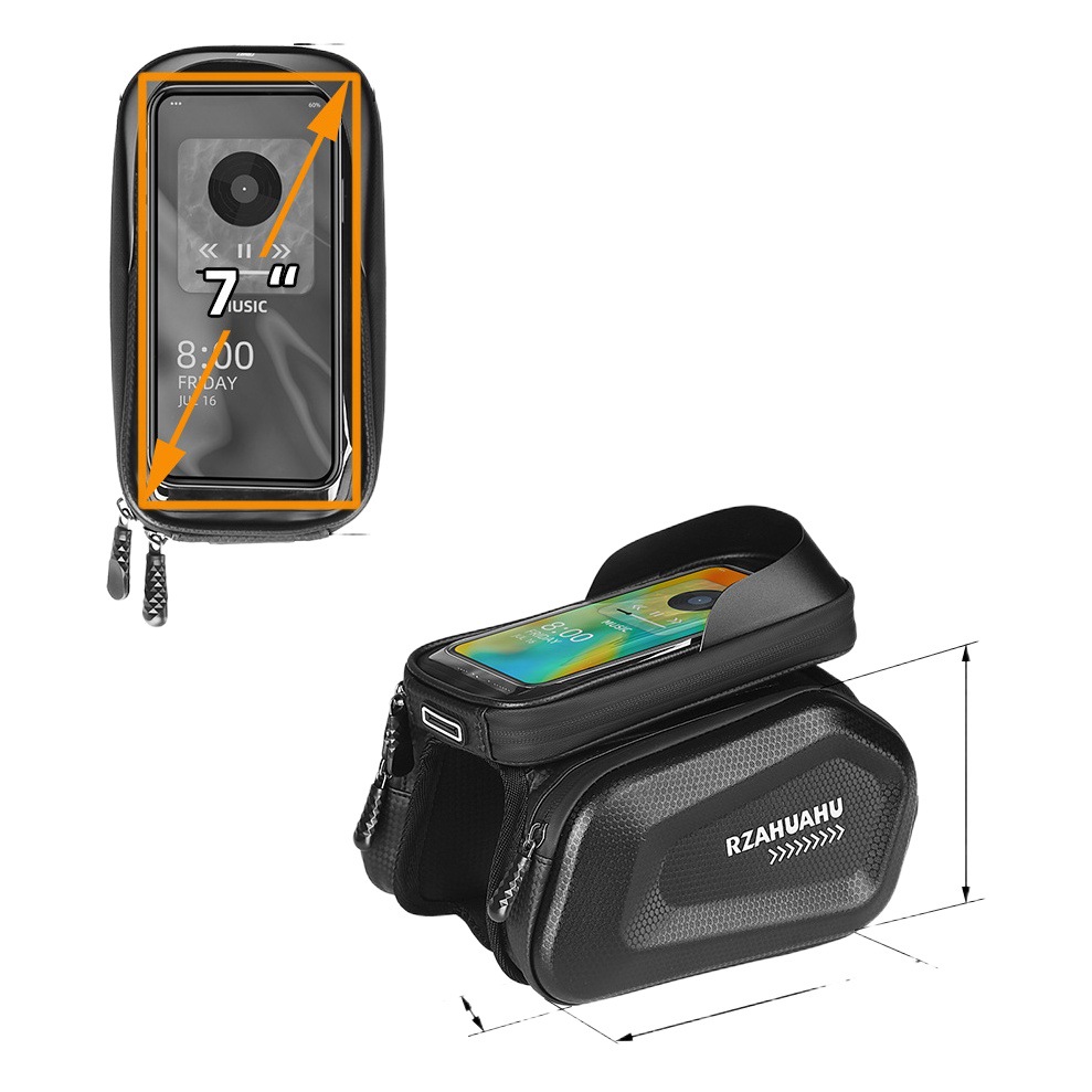 Bicycle Bag, Front Beam Bag, Mountain Bike Bag, Mobile Phone Bag, Touch Screen Upper Tube Bag, Waterproof Hard Shell Saddle Bag, Riding Equipment