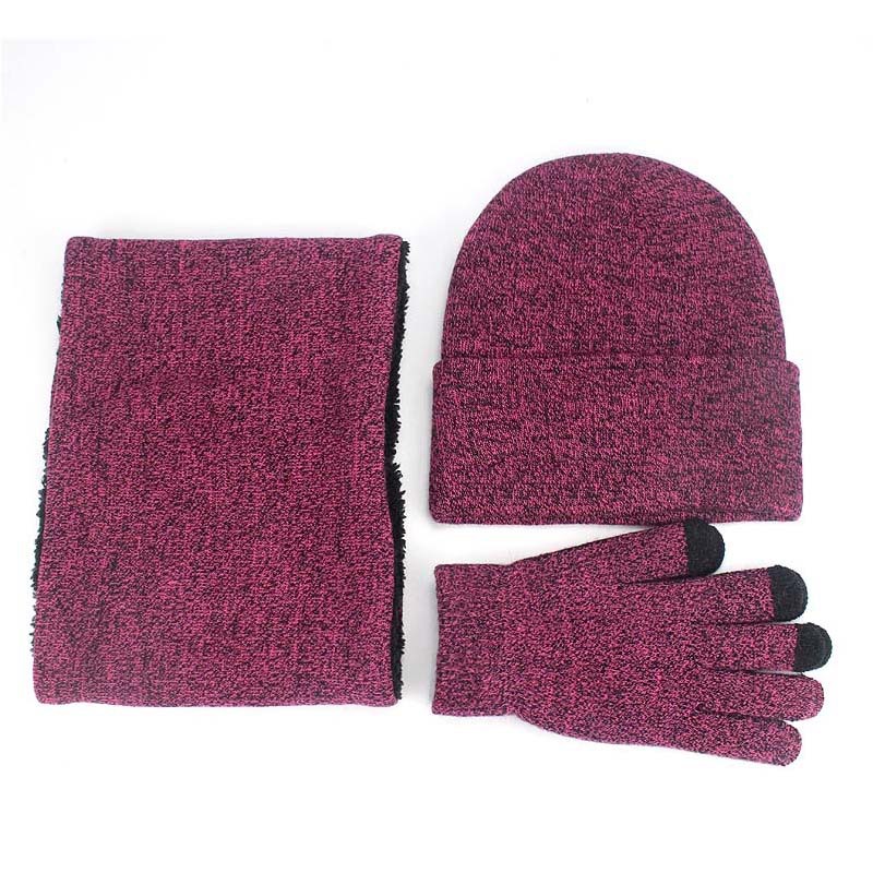 Picture of Foreign Trade Cross-Border Velvet Three-Piece Set Aliexpress Amazon Ebay Warm Suit Winter Hat Scarf Touch Screen Gloves