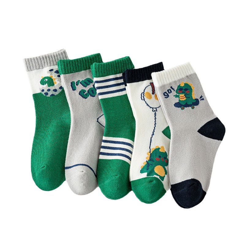 Picture of Children's socks boys' autumn new green cool Dragon cartoon mid-calf socks combed cotton children's fashion socks wholesale