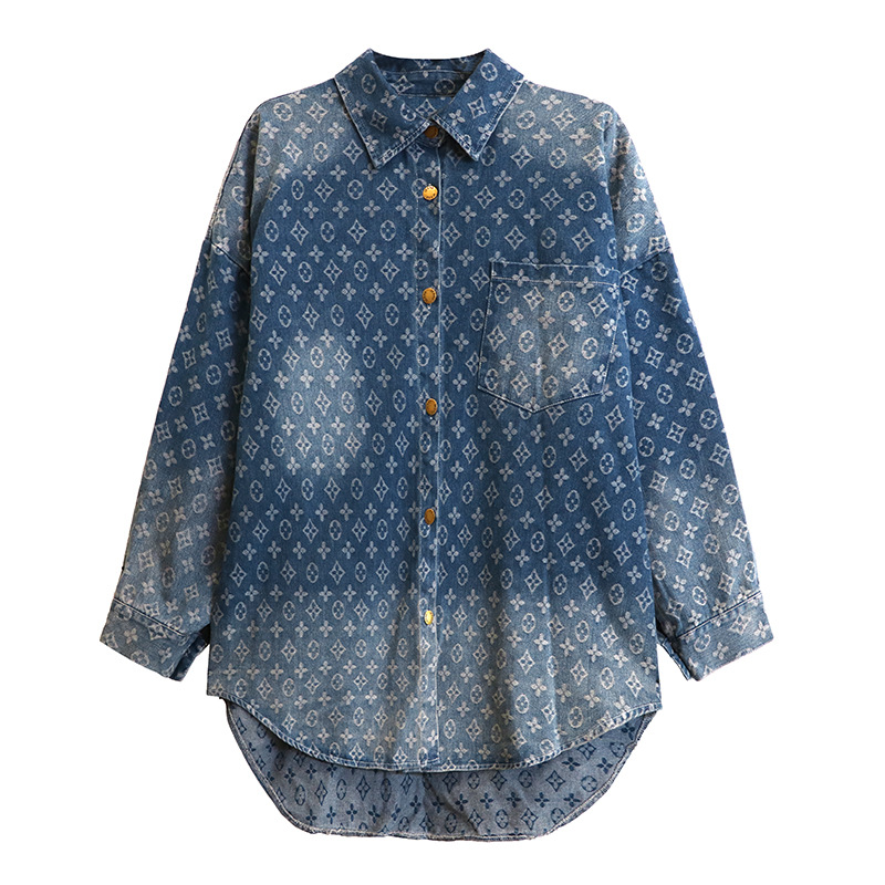 Picture of Retro Hong Kong Style Niche Design Distressed Denim Jacket for Women 2024 Autum New Loose Fashionable Shirt