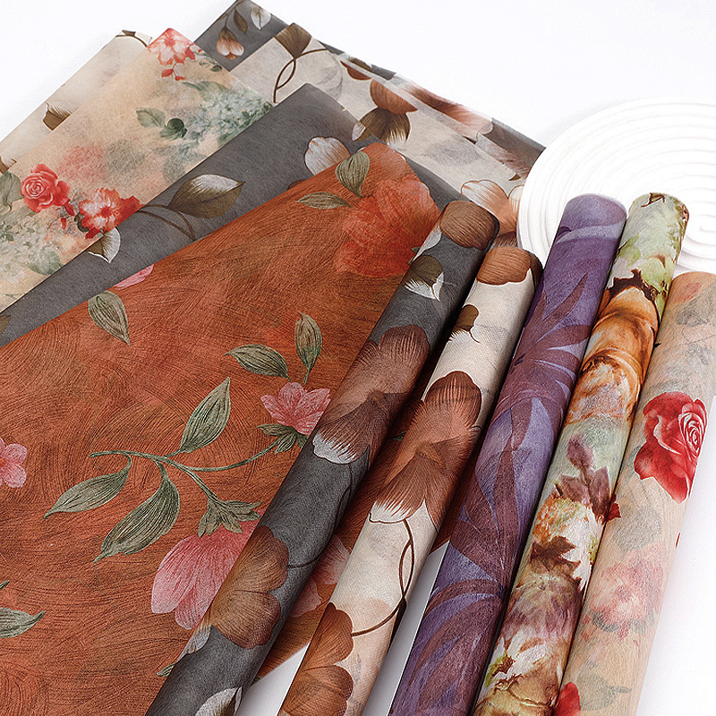 Internet Celebrous Maillard Imported Printed Cotton Paper Wrapping Paper Waterproof Floral Non-woven Fabric Floral Shop Flower Wrapping Paper