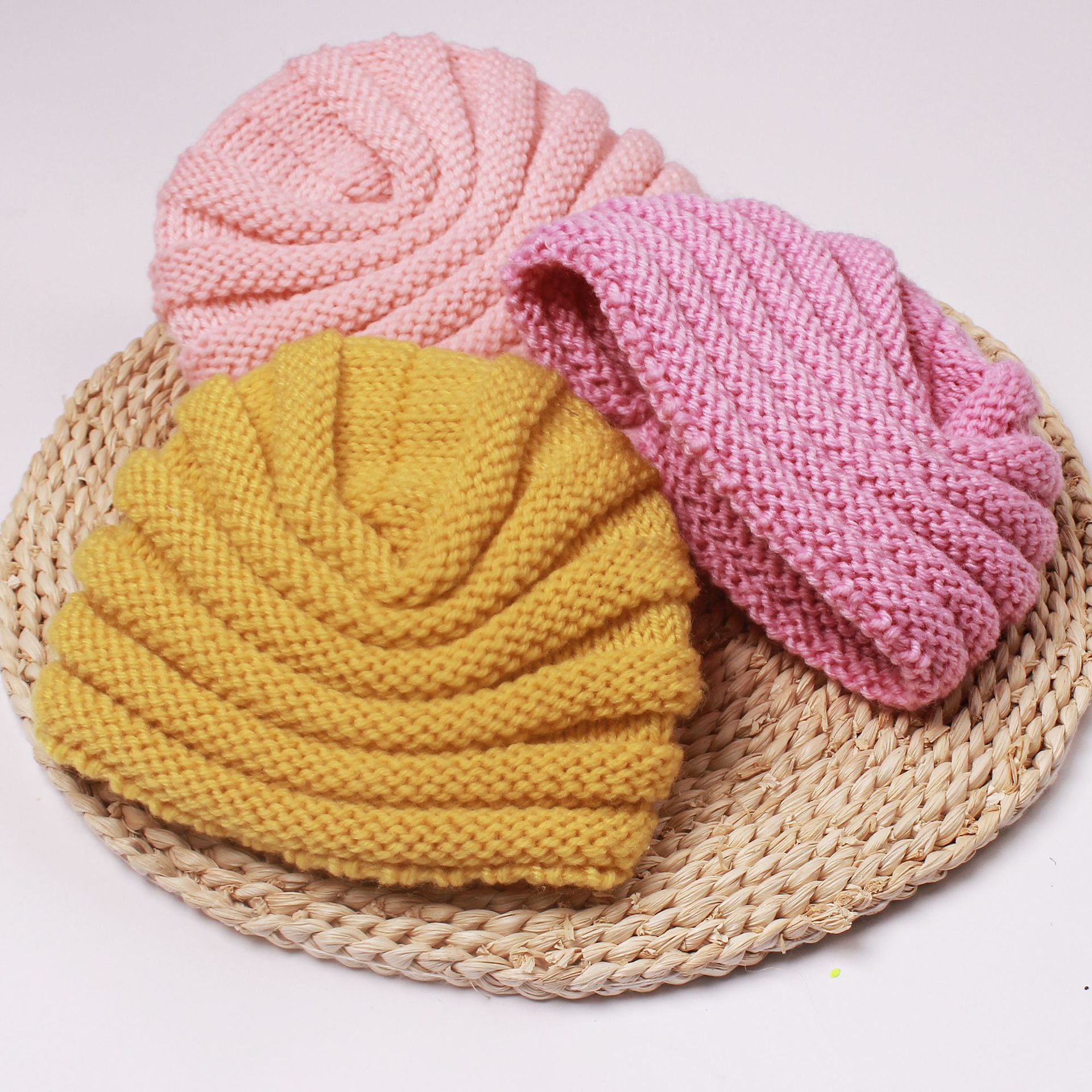 Picture of European and American autumn and winter New Baby fetal hat cute baby three-dimensional flower knitted hat children warm hat