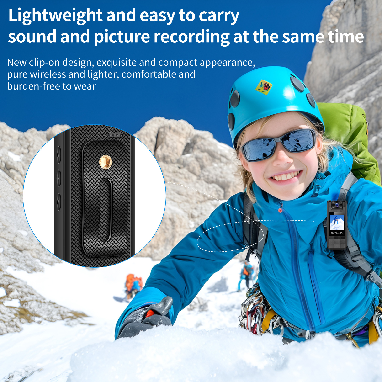 Picture of New Handheld Outdoor Sports Hd Camera Portable Back Clip Wifi Mobile Phone Interconnection Law Enforcement Recorder