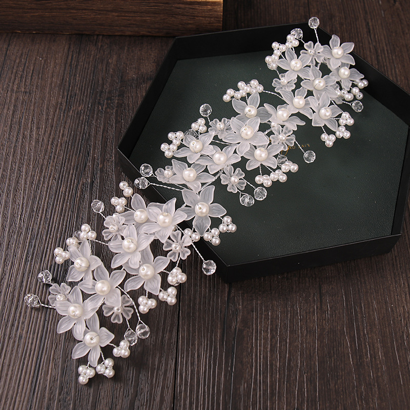Picture of Bridal Flower Head Flower Hand-woven Crystal Headwear Korean Pearl Wedding Headwear Wedding Hair Accessories Wholesale