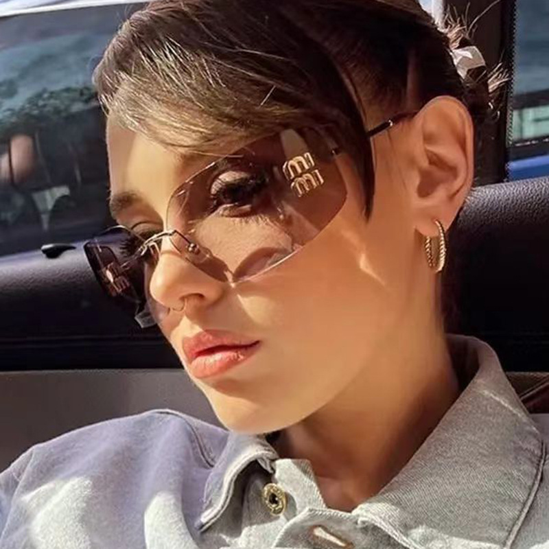 Picture of European and American Rimless Slimming High-End Sunglasses 2025 New Retro Internet Celebrity Sunglasses Millennial Hot Girl Sunglasses