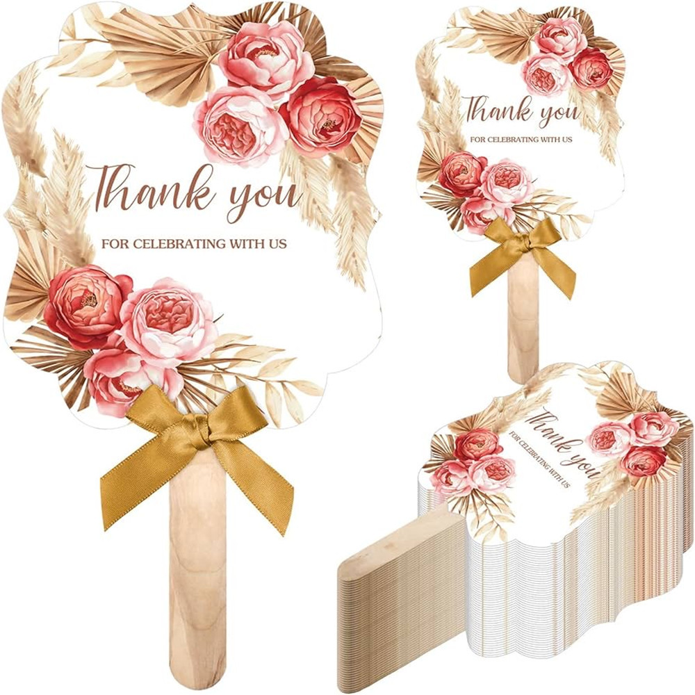 Cross-Border Bride Gift Party Wedding Party Birthday Party Theme Feedback Guest Flower Rose Handheld Handle Fan