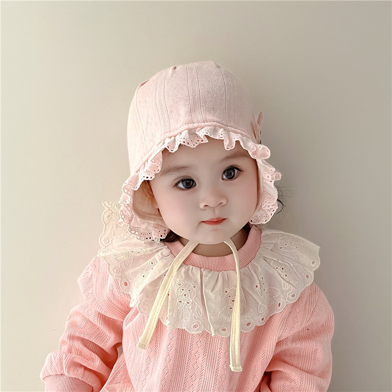 Lace-up rabbit court hat baby girl hat head cap baby earmuffs newborn baby hat lace-up western style