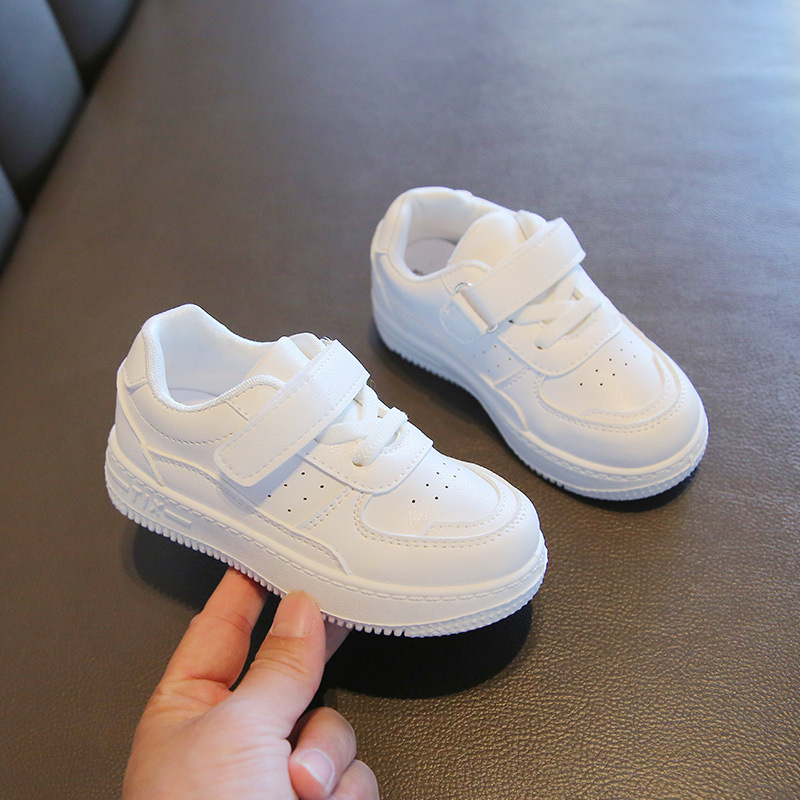 Children's White Shoes 2025 Spring and Summer Boys and Girls Sports Shoes Casual Sneakers Leather Soft Sole Baby Shoes Flats Bottom