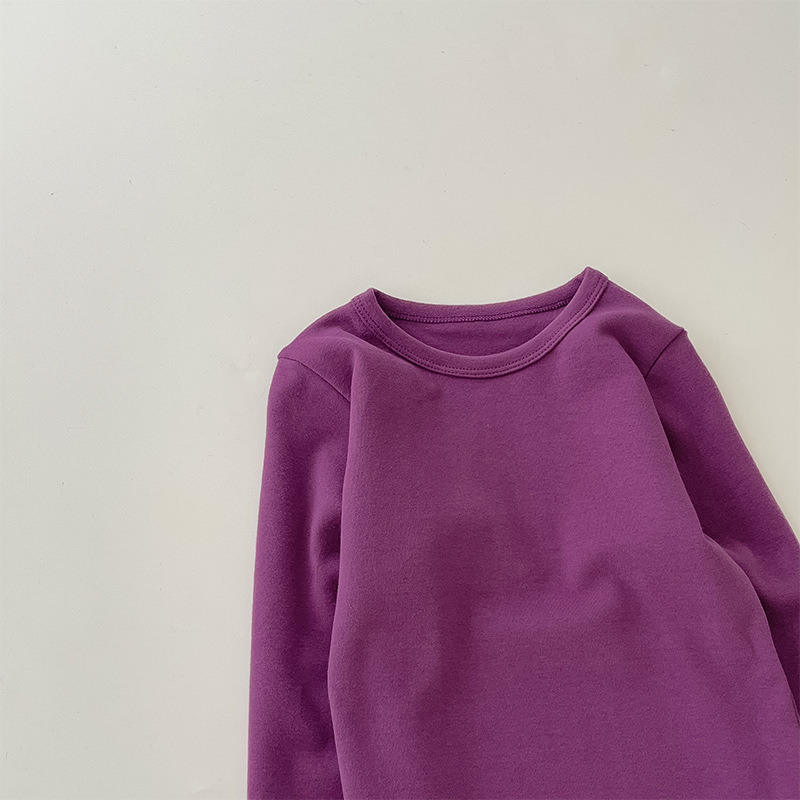 Picture of Children's Pure Cotton Thermal Underwear Boys' Bottoming Shirt Autumn and Winter Girls' Autumn Clothes Single-Piece Top Mid-Children's Half-High Collar Baby