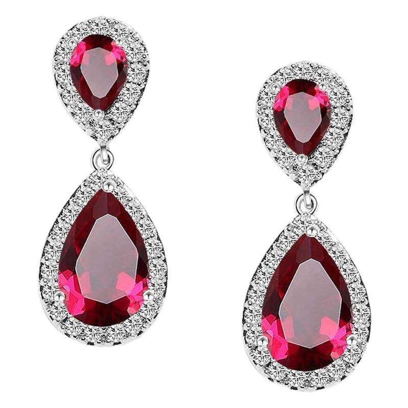 RAKOL Korean style Classic water drop women's earrings with eight hearts and eight arrows inlaid with AAA grade zircon bridal earrings ear clip