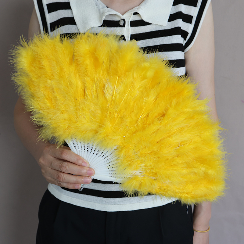 Picture of Wholesale full feather fan thickened feather feather fan stage performance props dance performance antique folding fan