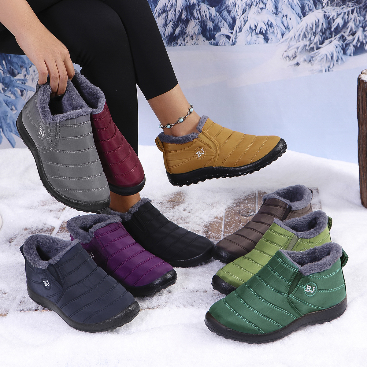 Picture of Cross-Border Dropshipping Cotton Shoes, Winter Snow Boots, Fleece-Lined Thick Cotton Boots, Ultra-Light Warm Casual Walking Shoes, Lightweight and Warm