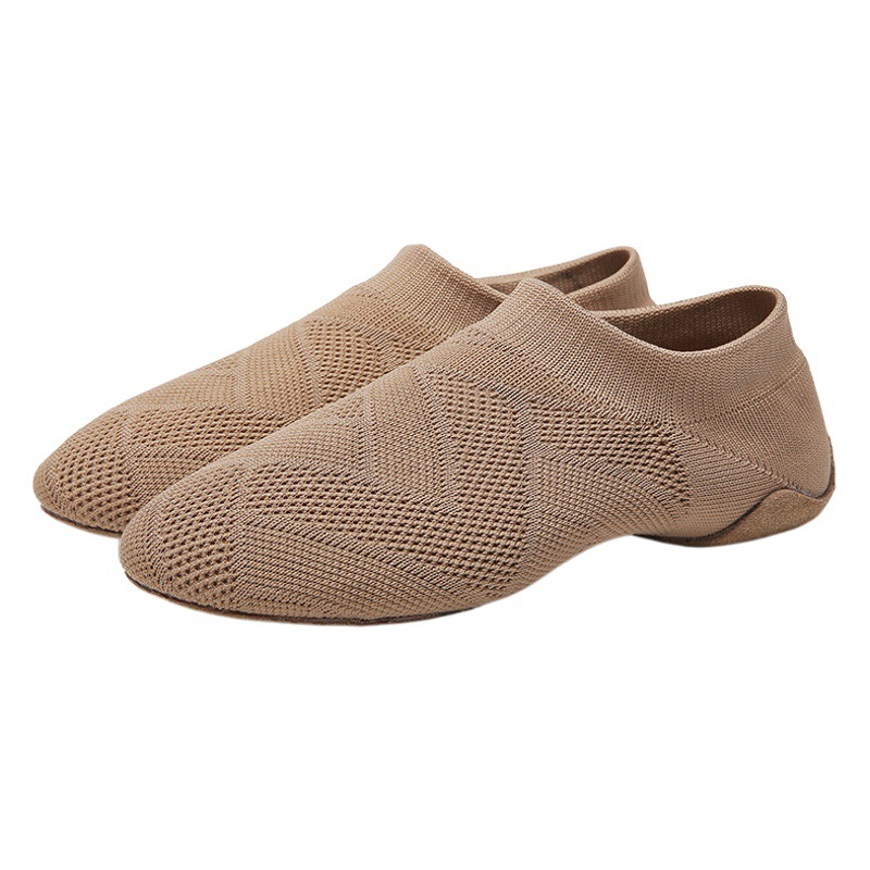 Jazz Dance Shoes Flying Mesh Surface Cheerleading Dance Shoes Soft Sole Homework Practice Low-Top Lace-Free Modern Teacher Dance Shoes