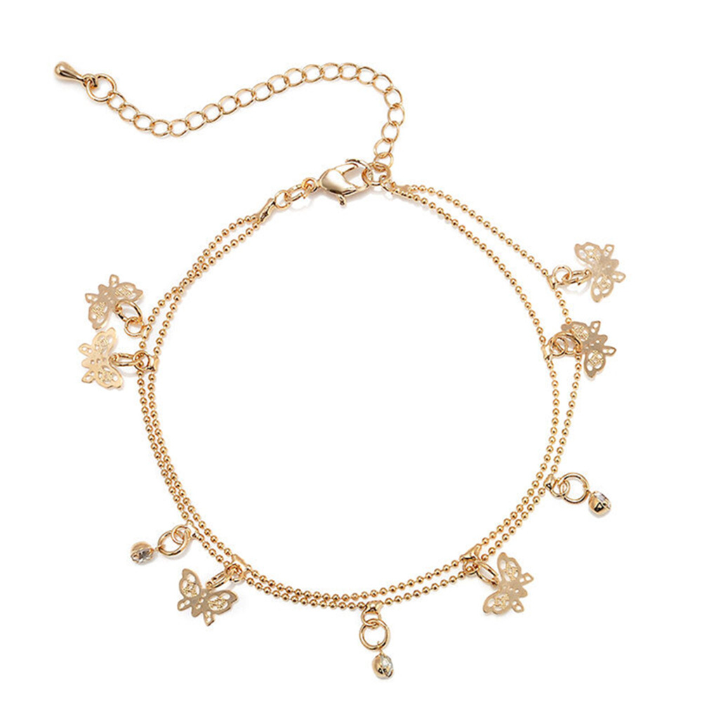 Picture of Aliexpress Jewelry Foot Accessories European and American New Style Double-Layer Butterfly Anklet Fashionable Alloy Women's Anklet Trendy