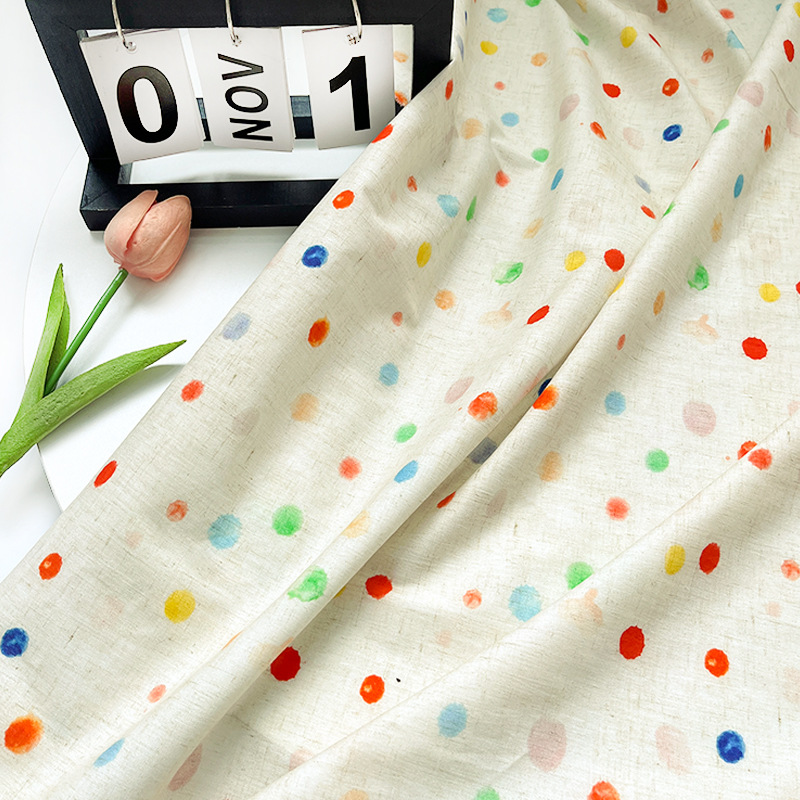 Colorful Polka Dot Cotton 20-Count Fabric Digitally Printed Children's Clothing Shirt New Chinoiserie Clothing Handmade DIY Fabric