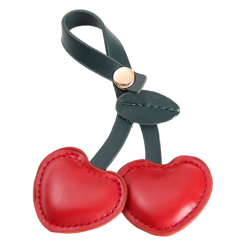 European and American Pastoral Style Internet Celebrity Products Leather Cherry Keychain Pendant Keychain Bag Pendant