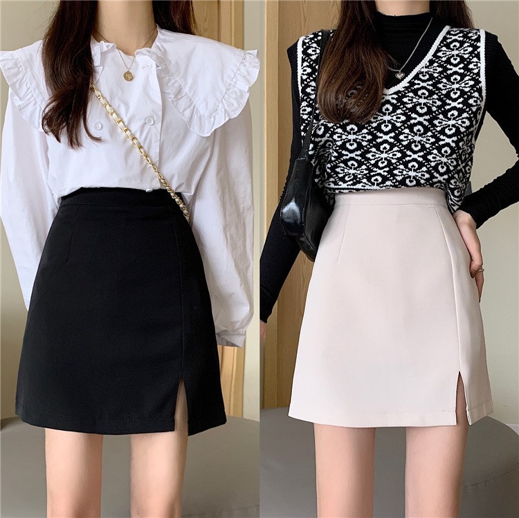 Small Shorty Split A- Line Suit Miniskirt High Waist High Summer Hip Xs Plus Small Size Wear with Spice Girls