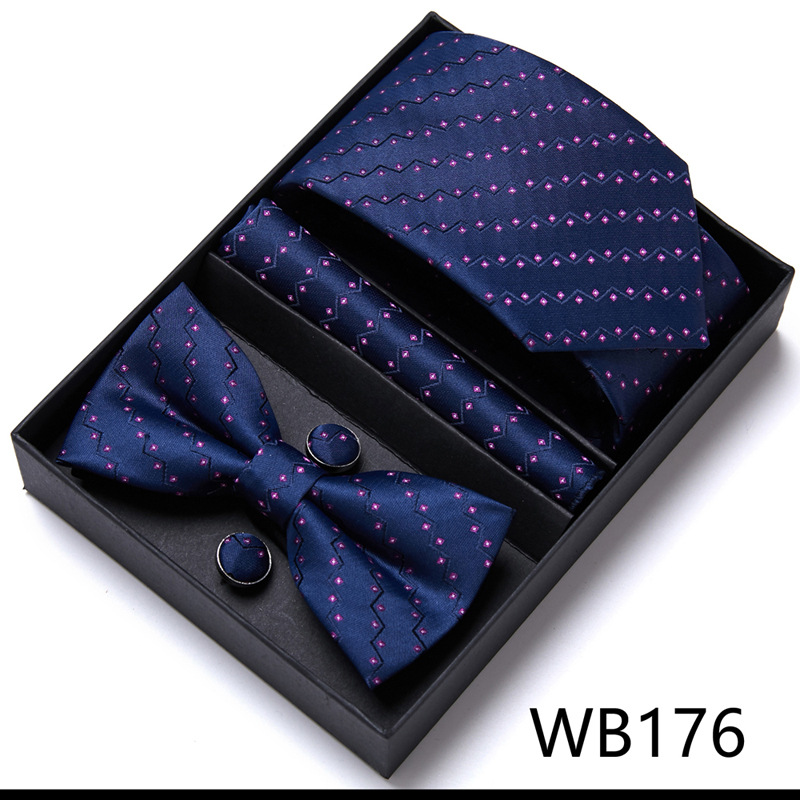 Picture of Men's tie bow tie set gift box 6 sets group tie business formal wedding tie manufacturers wholesale