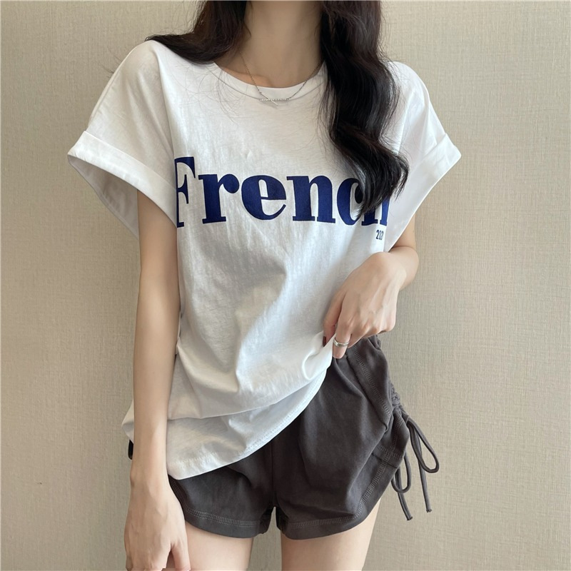 Trendy Slimming Drop Shoulder Sweet Cool Short Sleeve T-Shirt for Women 2023 New Loose Base Shirt Summer Student Top Women's Clothing