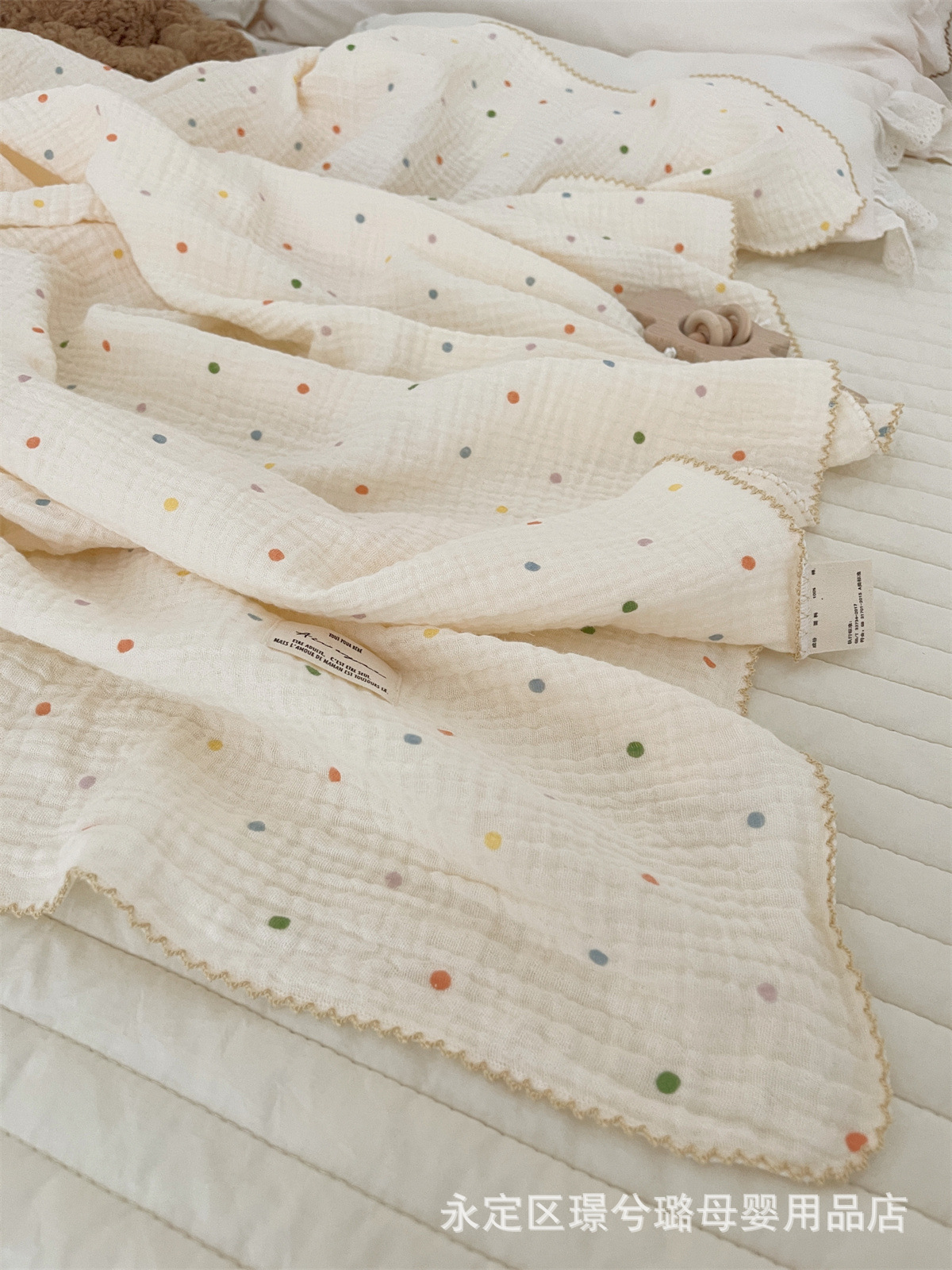 Picture of ins floral Korean style double-layer cotton yarn cotton baby blanket quilt towel bath towel soft glutinous cotton blanket
