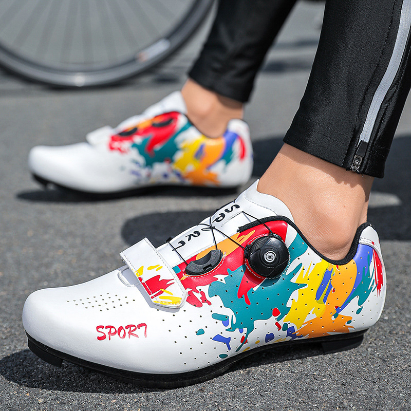Liangliniao cycling shoes lockless cycling shoes mountain bike road lock shoes graffiti hard bottom dynamic cycling shoes