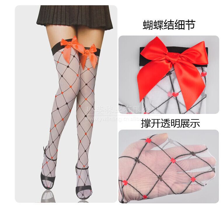 BEILEISI bow plaid stockings high stockings 2114