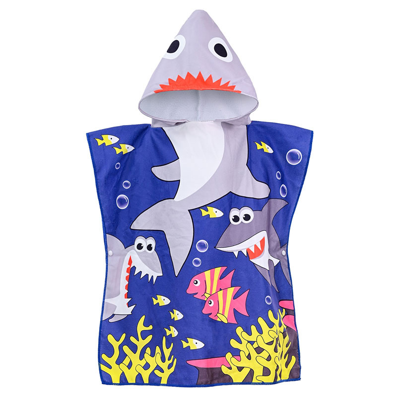 Picture of Children's Cape Bath Towel Microfiber Warp Knitted Cute Cartoon Printed Towel Can Be Worn in the Shower Hooded Absorbent Bathrobe