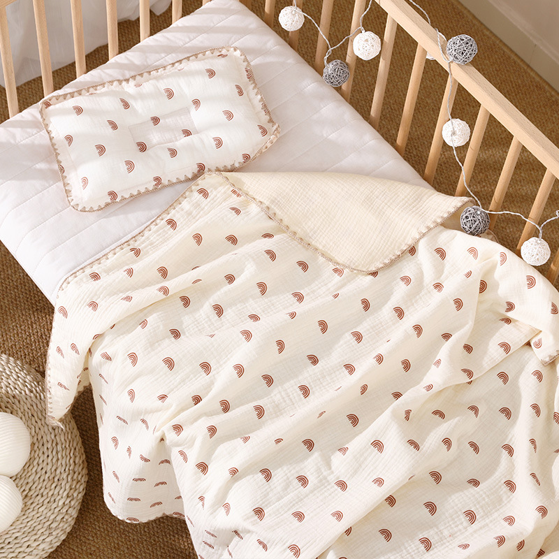 Picture of Baby Pillow Newborn Baby Pillow Shaped Pillow Anti-Eccentric Head Four-Season Universal Printed Gauze Summer Manufacturer Wholesale