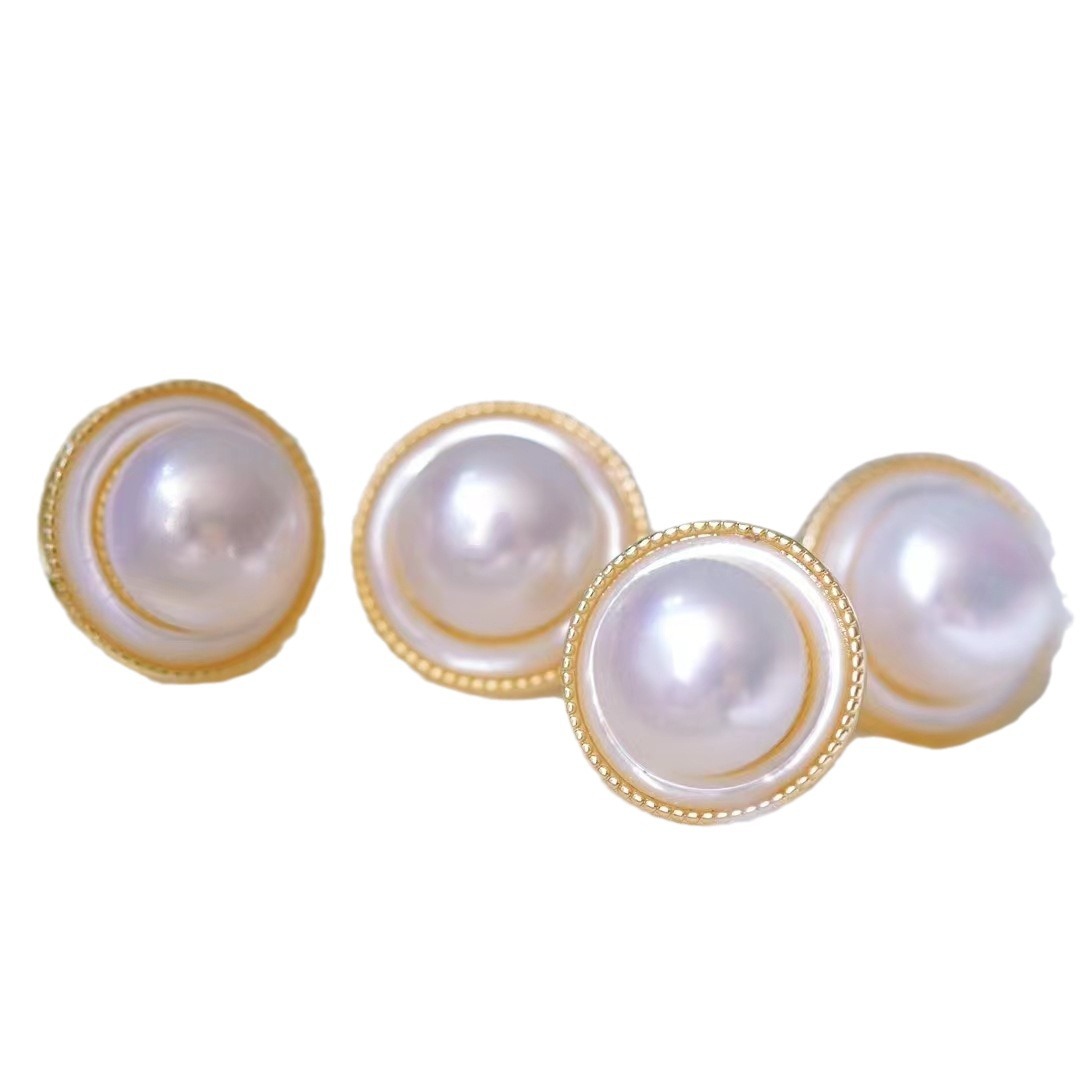 Picture of Zhuji Pearl Earrings S925 Sterling Silver Needle Fritillaria poached egg Pearl 9-10mm Earrings Earrings Wholesale Women