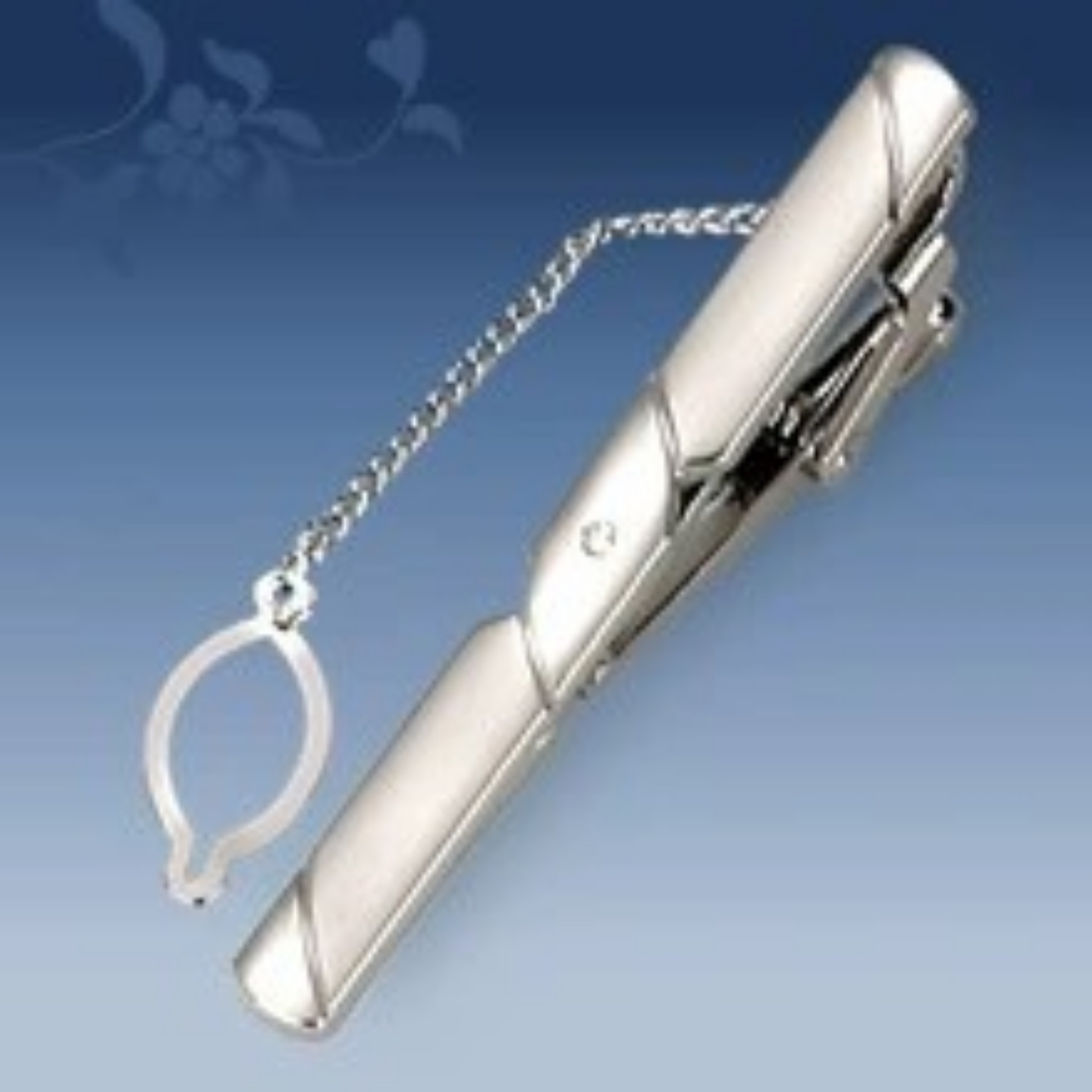 Picture of Metal tie clip men's suit chain 140 simple flower type business atmosphere with drill tie clip