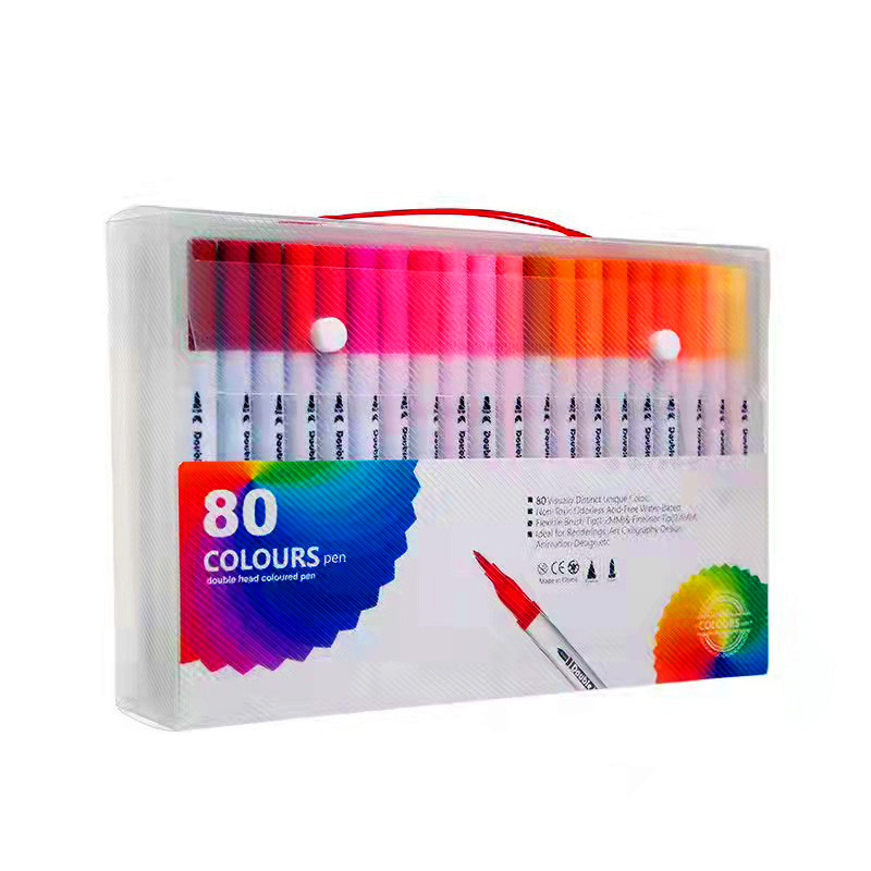 Picture of Children's brush water-based soft head double watercolor pen color washable soft head pen set