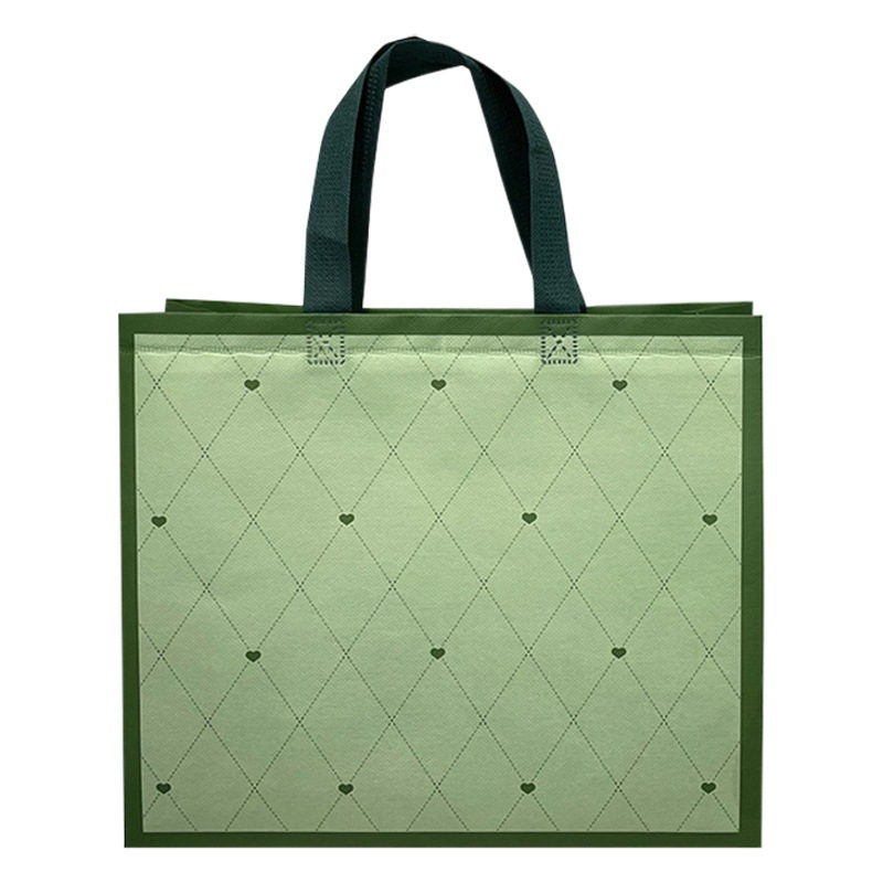 Green love coated non-woven bag clothing store handbag wholesale simple atmospheric shopping bag gift bag