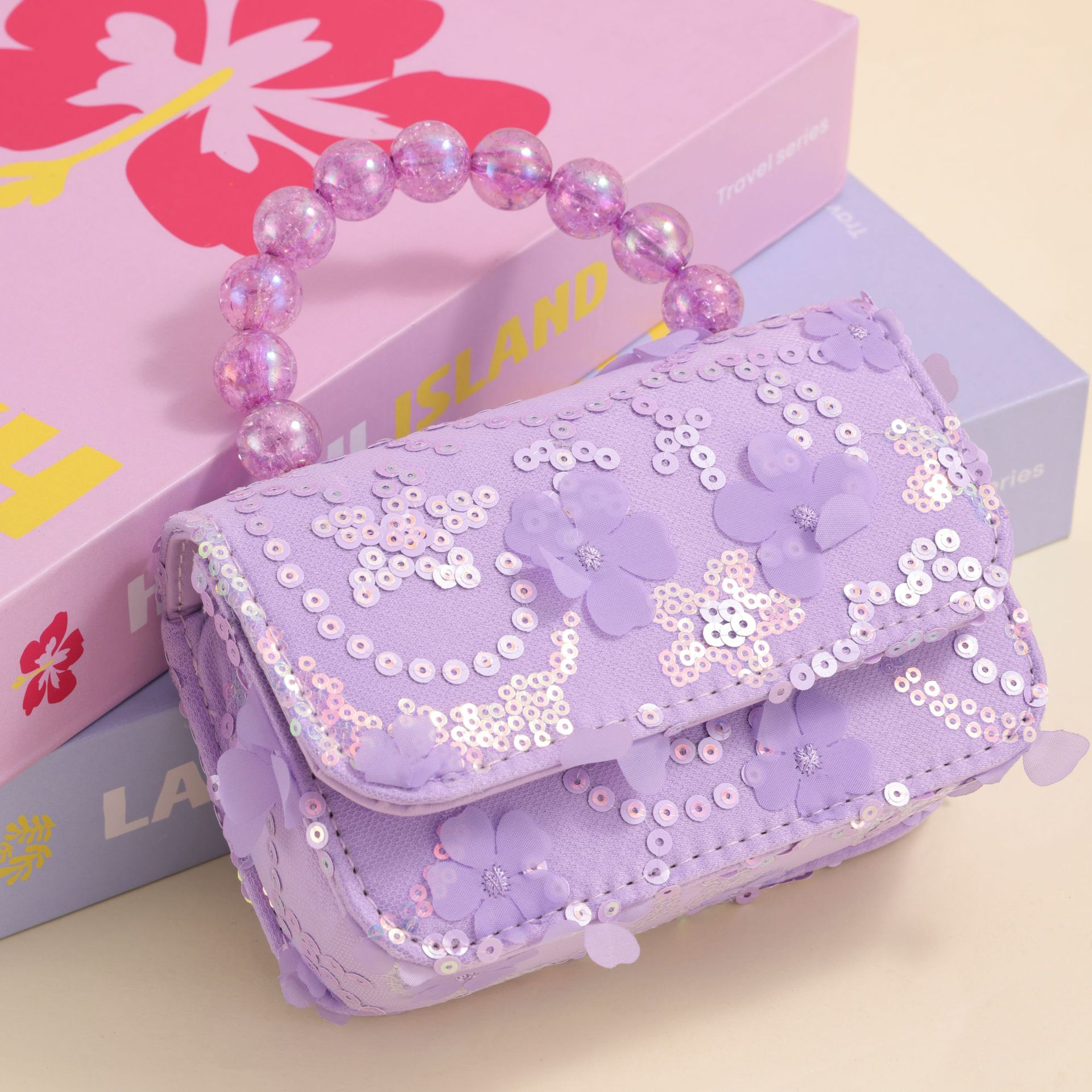 Picture of 2024 new elegant princess style bag girl trend small square bag pearl portable high value sequin bag wholesale