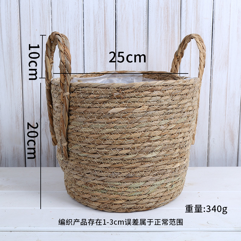 Picture of Cross-border Hot Sale Straw Rattan Flower Basket Creative Home Woven Basket Balcony Living Room Decoration Green Plant Potted Flower Pot