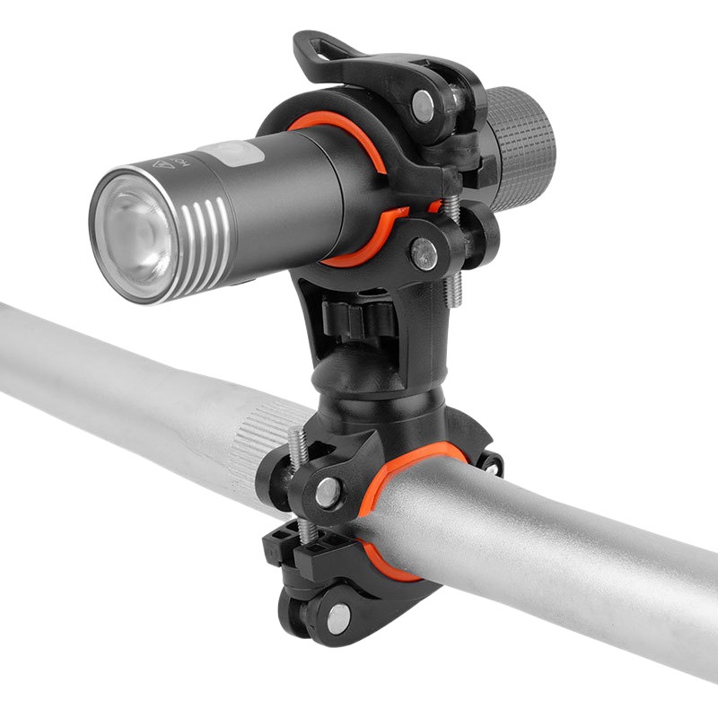 Bicycle lamp holder double hole quick release tool-free flashlight clip 360 degree rotating headlight fixed bracket lamp accessories