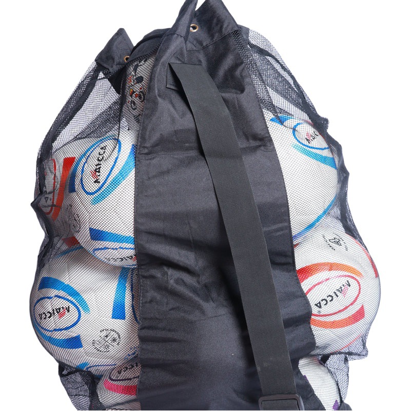 Factory wholesale basketball net bag hand woven black portable Football net bag tennis ball supplies bag